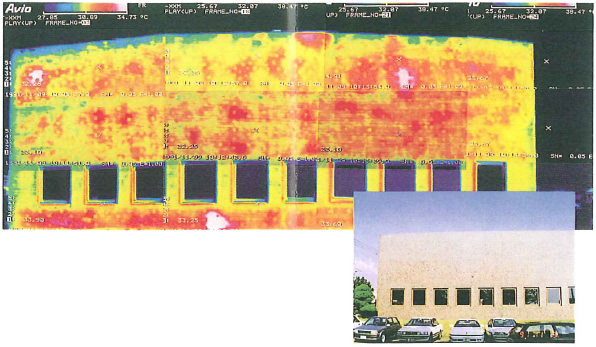 Thermal image of the outer wall after epoxy resin has been injected inlo gap made with peeling