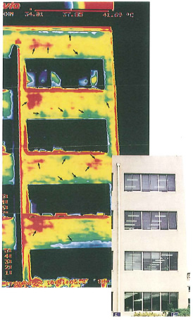 Observation of coated structure wall of a condominium