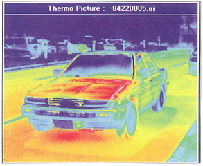 Thermal image of a gasoline car