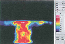 Thermal image of the experiment on the ceiling of horizontal structure
