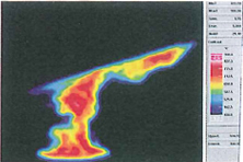 Thermal image of the experiment on the ceiling with angle 15 degrees