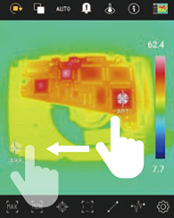 Touch the point you want to set as upper/lower limit temperature values